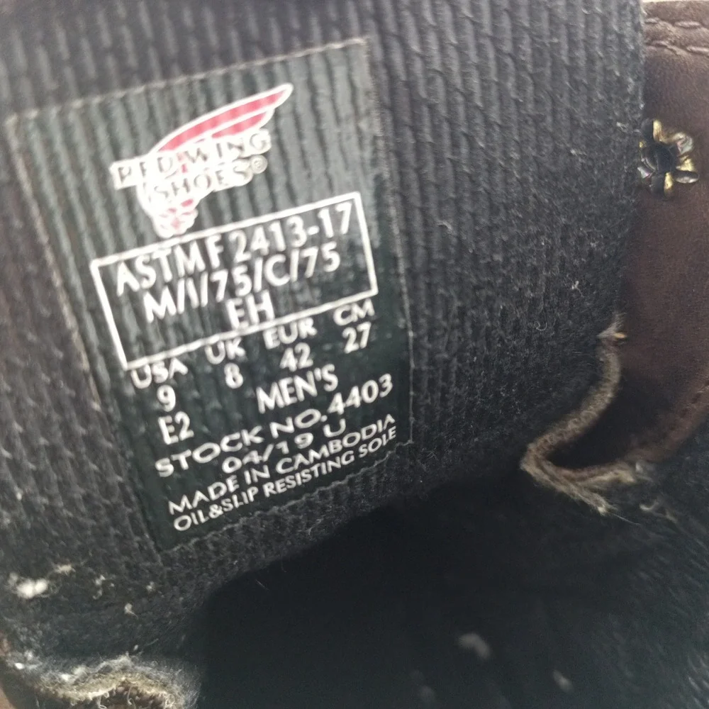 Red Wing 4403 Mens 9 E2 Waterproof Insulated Leather Work Boots Vibram Sole s1